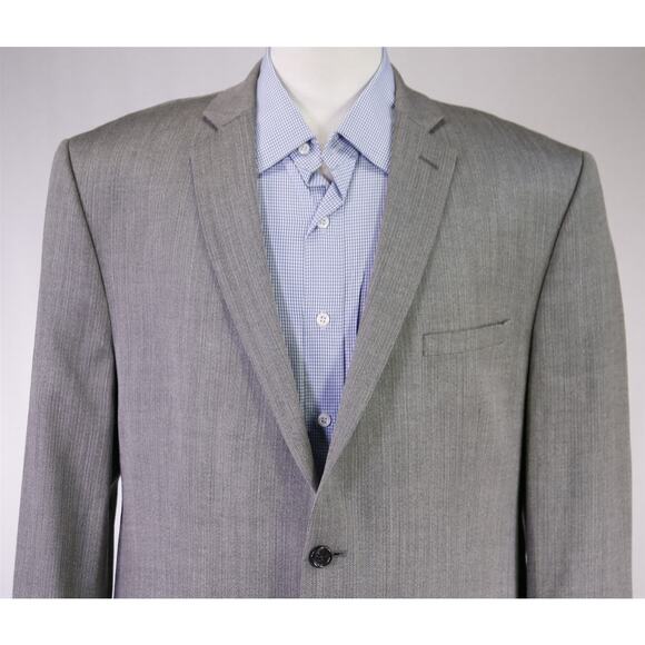 Joseph Abboud Gray Herringbone Woven Silk Wool 2-Btn Sportcoat Blazer 44R - Picture 3 of 9